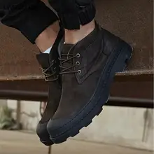 Ботинки martin натуральная кожа коровы с высоким берцем Модные ботильоны Derset сапоги Невысокие туфли