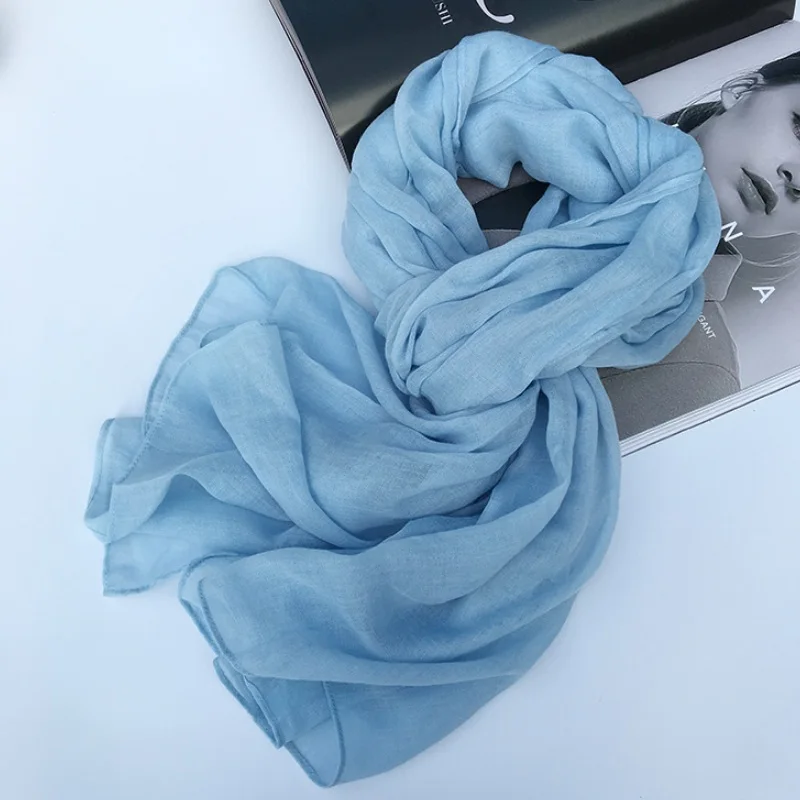 

Solid Color Cotton Linen Scarves Hijab Wraps Women All-matched Long Scarf Shawl for Women