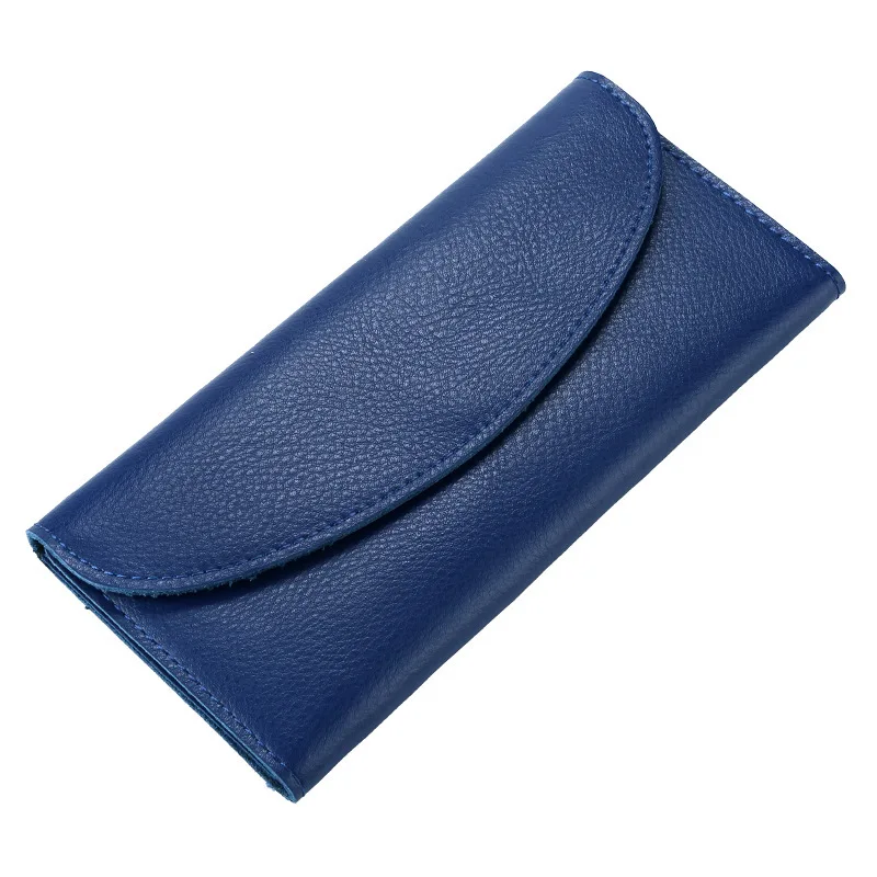 Женские кошельки дизайнерский роскошный бренд из натуральной кожи carteira тонкий длинный кошелек ультратонкий carteras de cuero genuino para mujer - Цвет: Deep blue