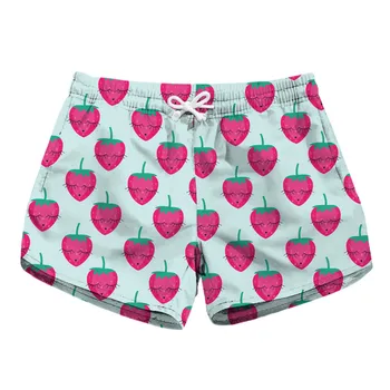 

Pink Strawberry Long Eyelashes Face Short Scanties 3D Women Casual Summer Floral Shorts Drawstring Fitness Workout Knickers