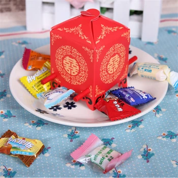 

30Pcs/lot Chinese Red Sedan Wedding Favor Boxes Wedding Candy Box Wedding Favors And Gifts Event & Party Supplies Straw