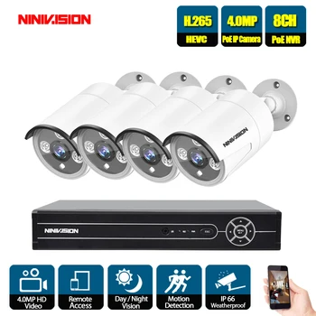 

H.265 5MP CCTV System POE NVR kit 8ch 4MP waterproof POE IP camera bullet Home Security camera system outdoor Mobile app view