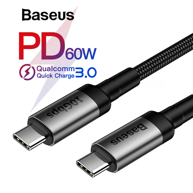 

Baseus USB Type C to USB C Cable for Samsung S9 S8 Note 9 8 PD3.1 QC3.0 60W Fast Charger USB C Cable for Macbook Pro Huawei P20