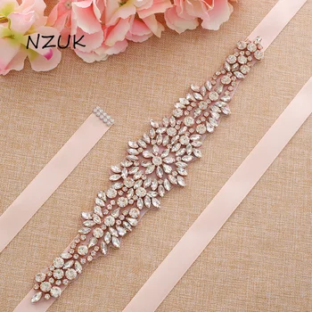 

Rose Gold Pearls Wedding Belt Sash Crystal Bridal Belt Rhinestones Wedding Sash For Bridal Dresses ZZY121RG