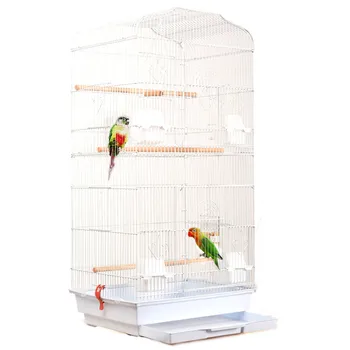 Foldable Metal Parrot Villa Bird Cage Thrush Starling Parrot Cage Three-story Heightened Bird Building Upgraded Version 46*36*93 1