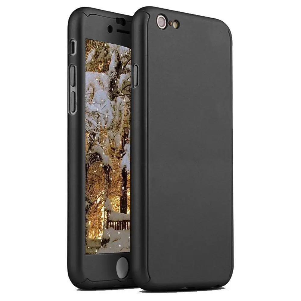 Ultra Thin Full Hard Case Cover & Tempered Glass Screen Protector for Apple iPhone 6S Black