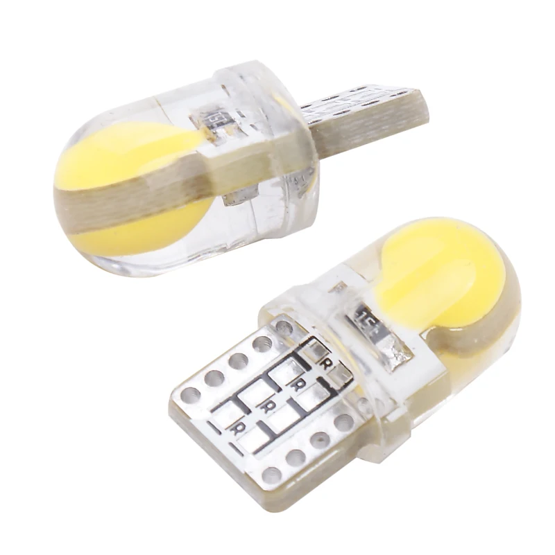 10 шт. T10 w5w светодиодный 194 168 W5W COB 8 SMD 80 люмен силиконовые яркий светодиодный пинбол чтения боковой фонарь освещения номерного знака габаритный фонарь 12 V