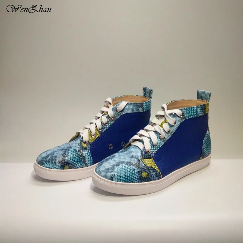 Latest Match Blue&Snake Leather Shoes With Handbag Sets Top Grade With Big Bag Hot Selling! 36-44 WENZHAN Wholesale A812-1