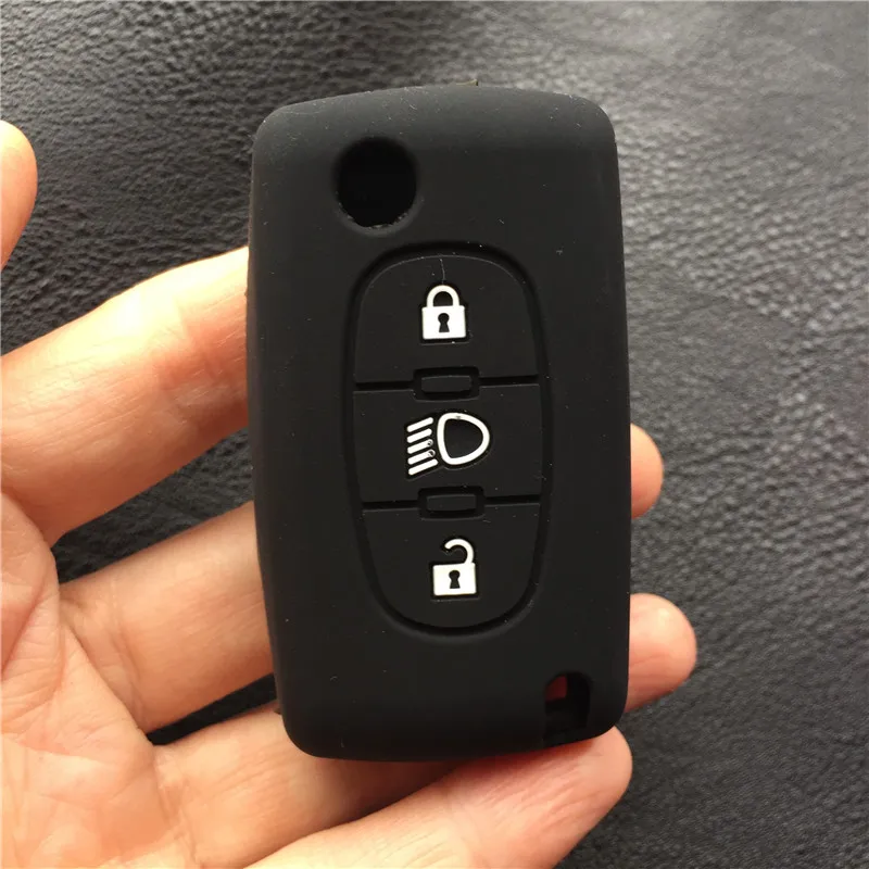 ZAD силиконовый чехол для автомобильного ключа Набор Держатель для Citroen Picasso C2 C3 C4 C5 C6 3 Кнопка чехол для ключа чехол - Название цвета: Черный