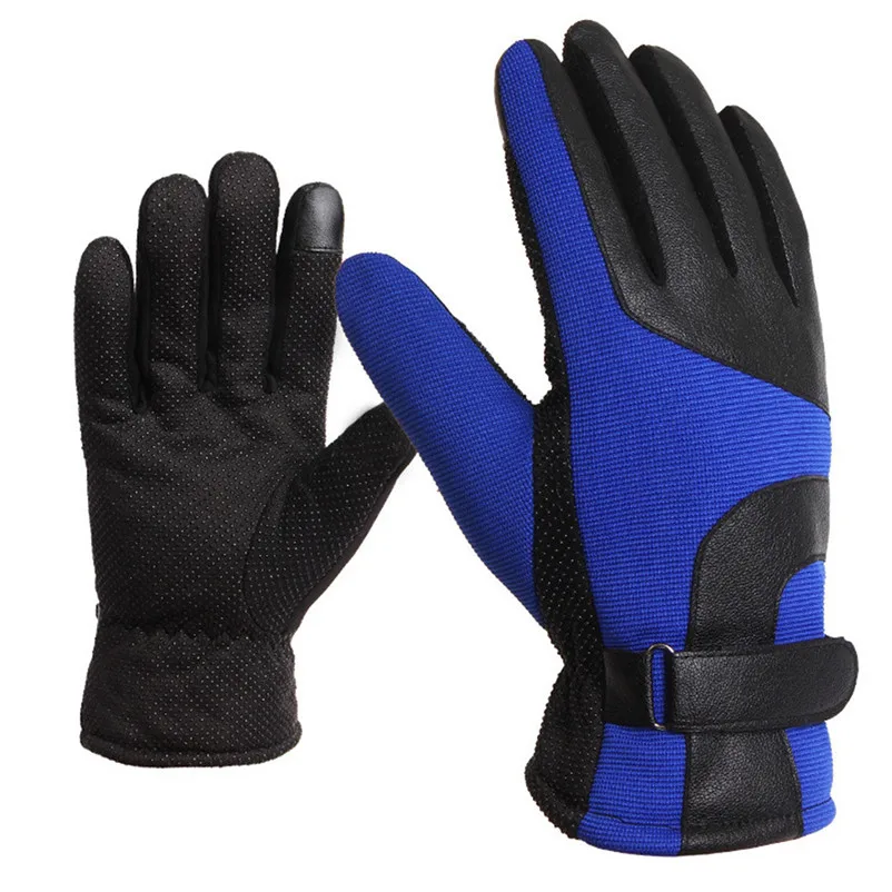 Взрослые зимние теплые непромокаемые ветрозащитные лыжные спортивные велосипедные перчатки - Цвет: B