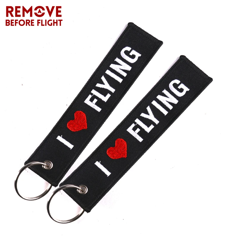 Remove Before Flight OEM Keychain Jewelry Safety Label Embroidery I LOVE FLYING Key Ring Chain for Aviation Gifts 7