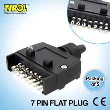 TIROL T21228d 5pcs/lot New 7-Pin Flat Trailer Plug Light Connector 12V 7 Way Male Trailer Adapter Caravan RV Boat Truck