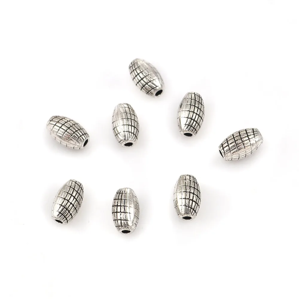 DoreenBeads Zinc Based Alloy Spacer Beads Drum Silver Color Grid Checker 9mm( 3/8&quot) x 6mm( 2/8&quot) Hole: Approx 1.8mm 50 PCs |