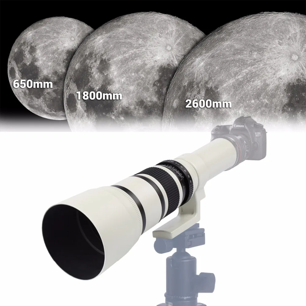 500 мм f/6,3 белый телефото установленные премиальные объектив + T2 адаптер для Canon Nikon sony NEX Pentax M4/3 SLR Камера A6300 A7SII A7R