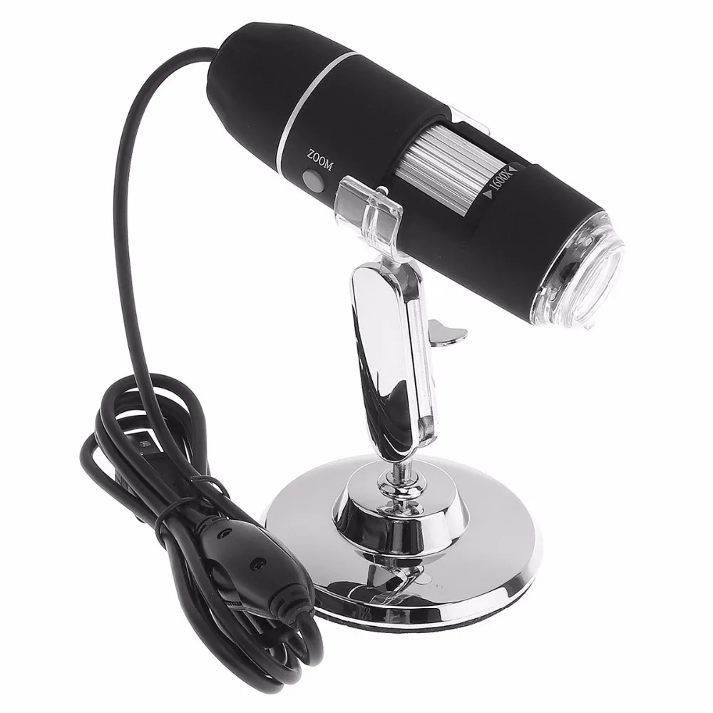 

High Quality 1600X 2MP USB 8 LEDs Electronic Digital Microscope Inspection Camera Magnifier with Metal Stand Dropshipping