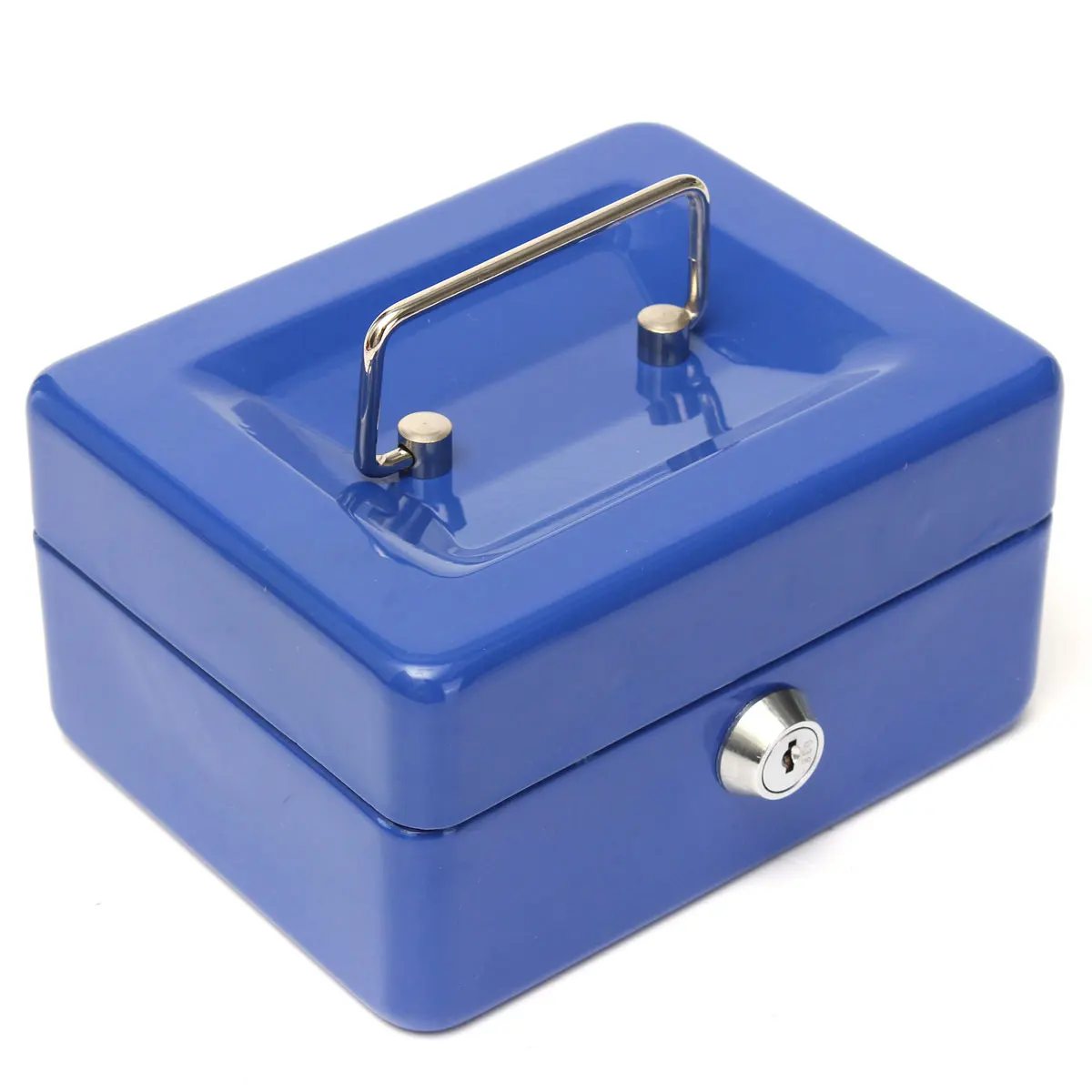 Запираемые наличные монеты хранения денег Сейф безопасности коробка держатель чемодан с замком ключ 6 отсек лоток - Цвет: Blue