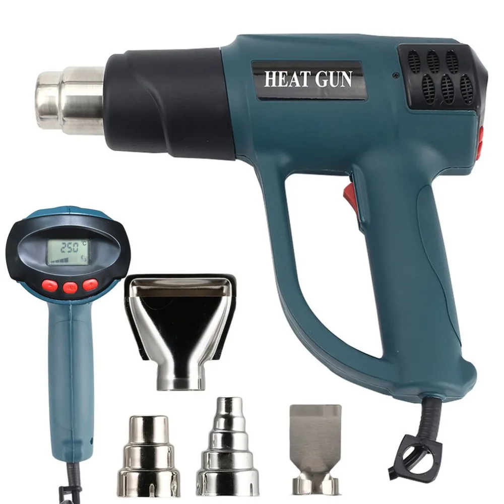 

Heat Gun hot air blow dryer Fan 2000W Digital LCD Electric Temperature adjustable shrinking PVC pipe for paint wallpaper rusty