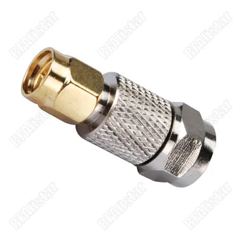 

50 Pieces F Male plug to SMA Male plug Straight Adapter Coaxial RF Connector Converter