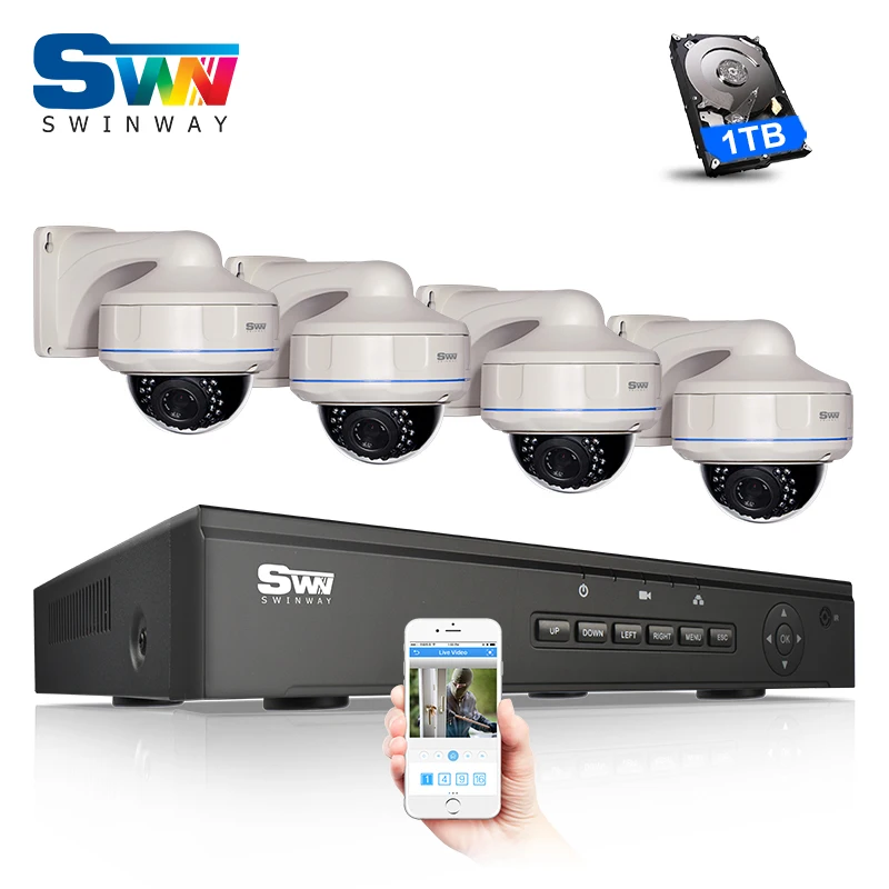 Plug And Play 4CH POE CCTV System Video Surveillance Kit 1TB HDD Onvif