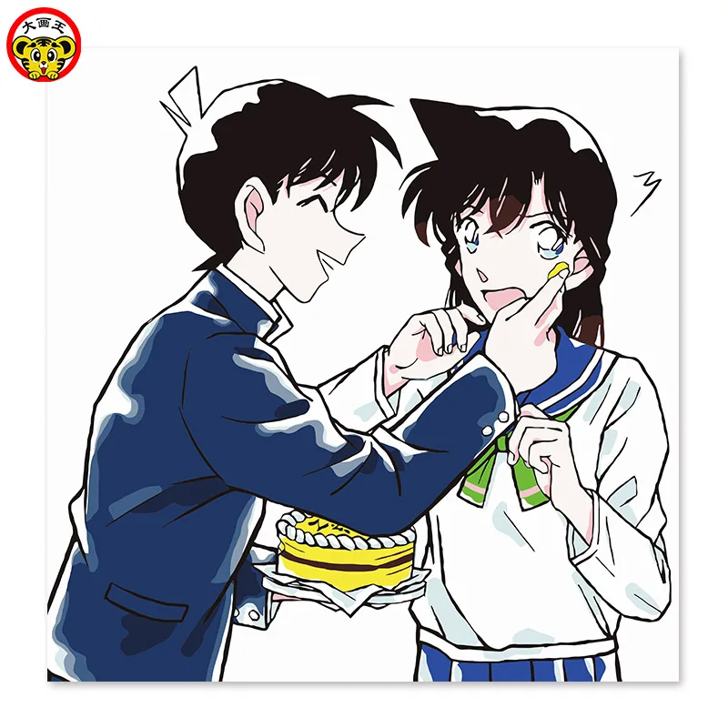 

painting by numbers art paint by number Detective Conan, the new one and Xiaolan, cute, with love DIY digital painting, drawing