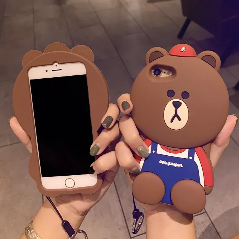 3D Cartoon Animals Joy Doll Cute Big Face bear Soft Silicone Back Cover For iphone 6 6plus 6s Plus 8 7 plus X Phone Cases