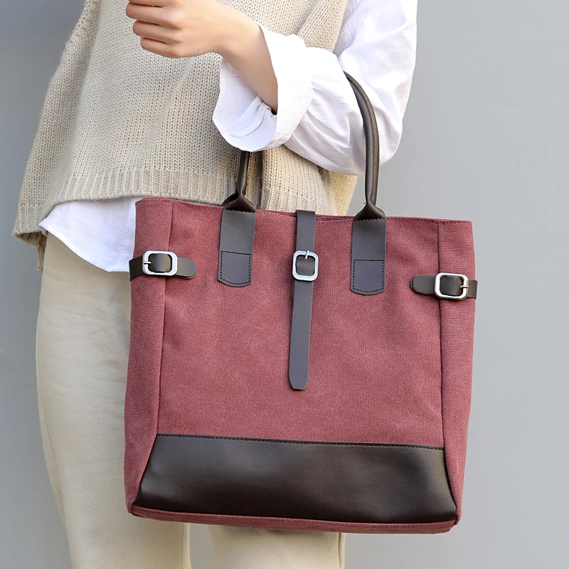 

COZMOZ Retro canvas shoulder bag luxury handbags women bags designer handbag ladies tote bag pu leather patchwork women's bag