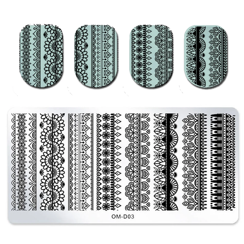 

Nail Art Stamping Plates Template Punk Style Flower Stripe Manicure Stamping Template Image Plates For DIY Nail Decoration