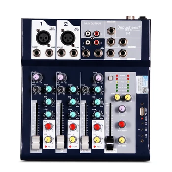 

Free Shipping Depusheng F4 4 channels (2 Mono+2 stereo) sound console Equipment professional Audio DJ Mixer
