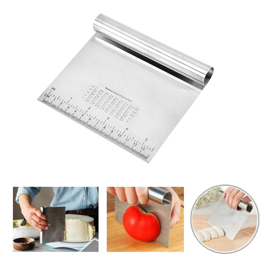 

Dough Cutter Scale Pastry Noodles Stainless Steel Scraper Fruit Cake Cutter Scraper Kitchen Baking Tool