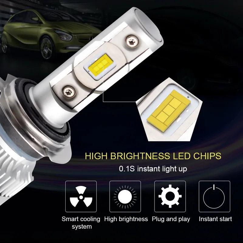 H7 светодиодный H4 Hi-Lo луч H8 H9 H11 70 Вт светодиодный лампы для автомобильных фар 6000лм CSP чипы 6000 К автомобильный налобный фонарь супер яркий конверсионный комплект