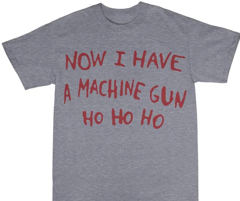 Button Down Funny T Shirts Crew Neck Bargain Die Hard Grey Short Sleeve