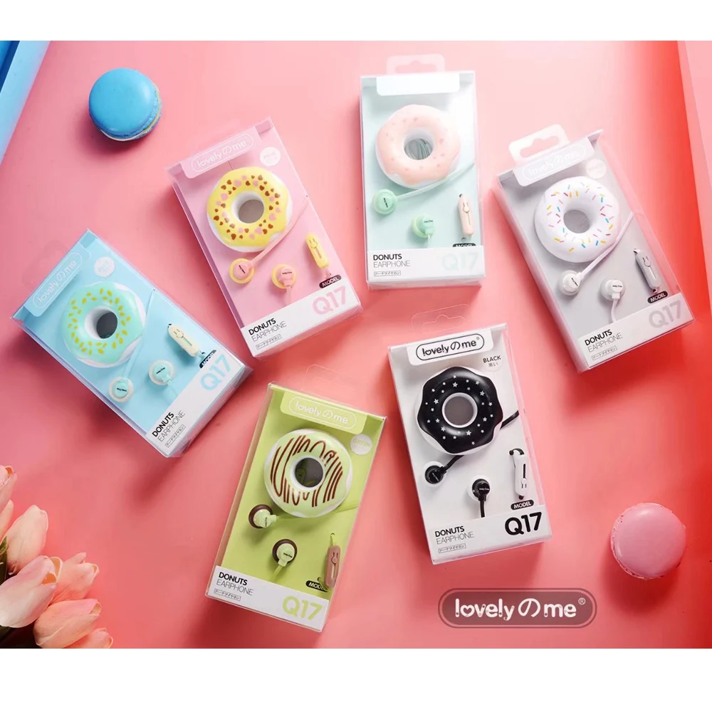 Милые наушники новинка 2021 Мультяшные в виде пончика Макарон Q17 Mini Green подарки для