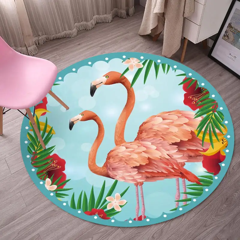 Милый круглый ковер с рисунком фламинго, розовые украшения для спальни, мягкие ковры для журнальный столик для гостиной, коврики для компьютерного стула - Цвет: 9