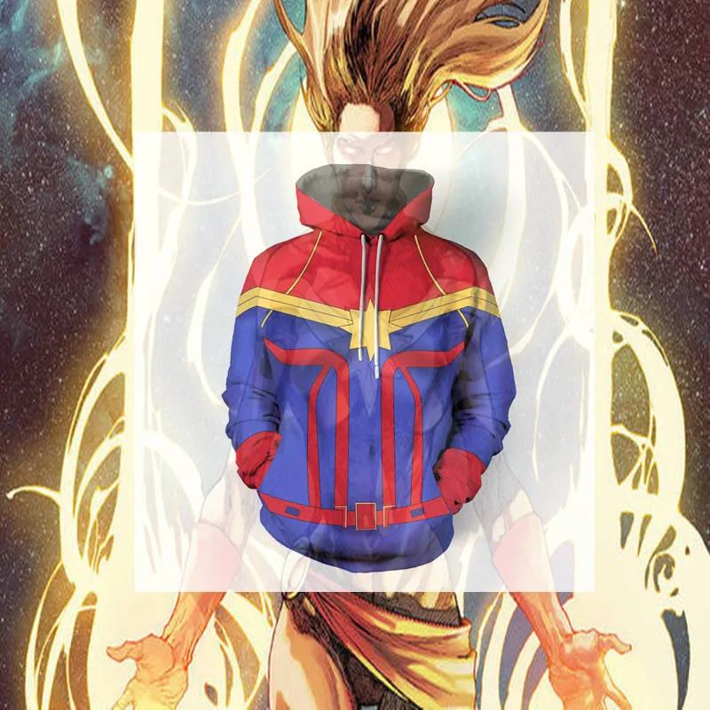 

Captain Marvel Costumes Ms. Marvel Cosplay 3D Printed Sweatshirt Cardigan Sweater Cosplay Anime Cartoon hooded sweater Jackets