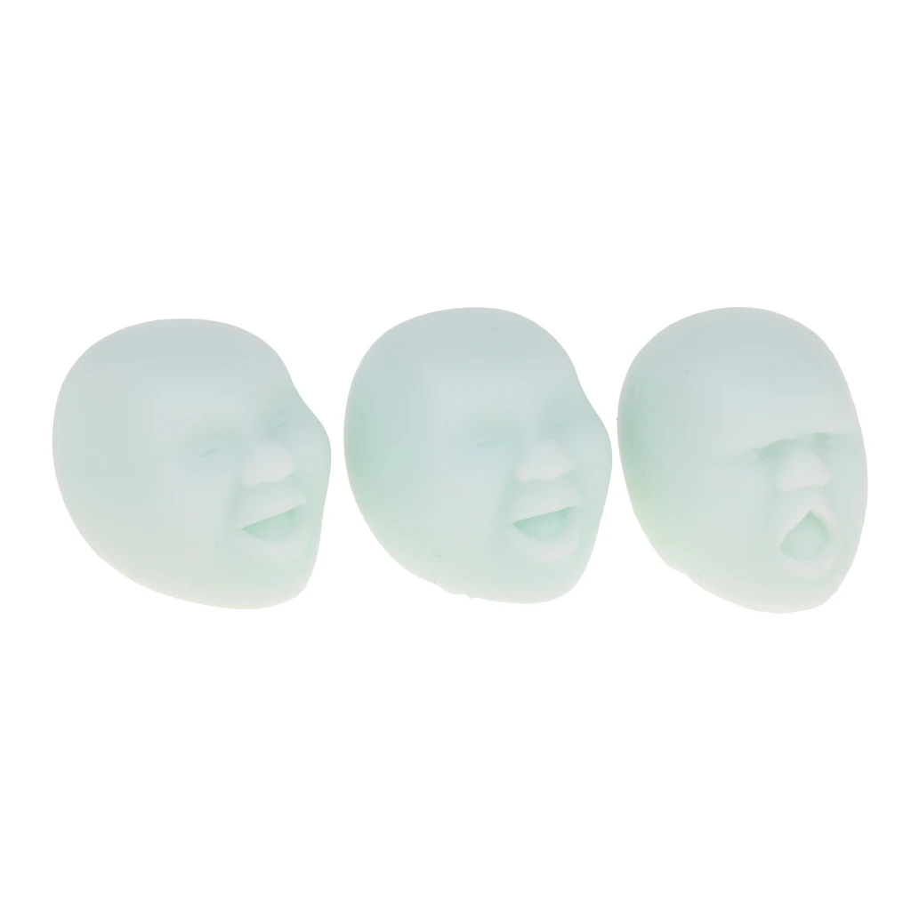 3pcs Soft Rubber Squeeze Human Face Ball Stress Relief Vent Toy Tricky Props Finger Rehabilitation Training Toy Gift Novelty