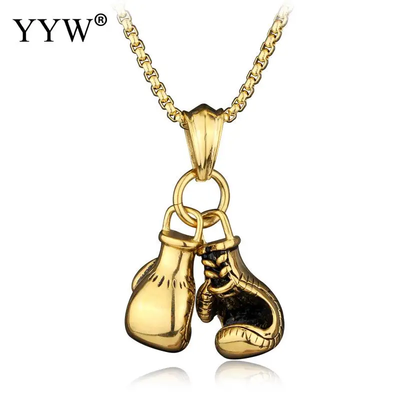 

Men Steampunk Necklace Box Chain Pair Boxing Glove Charms Pendants Sport Fitness Jewelry Necklaces