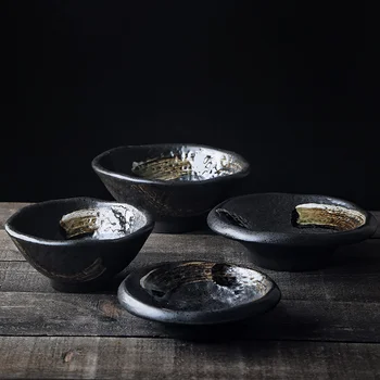 

Japanese Style Ceramic Personality Restaurant Retro Small Appetizer Dish Thick Side Pickles Bowl Tableware