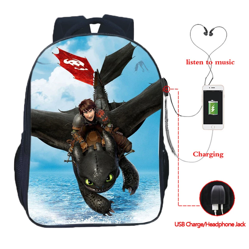 Как приручить рюкзак с принтом дракона мужской женский рюкзак для мальчиков и девочек USB модный рюкзак для ноутбука с зарядкой через usb красивый рюкзак