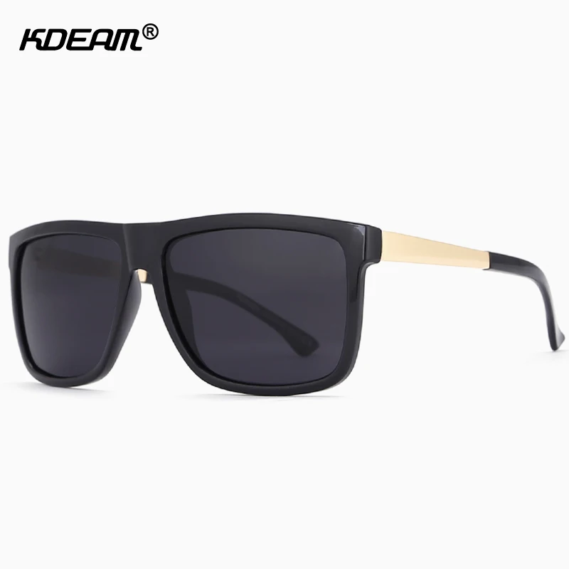 

KDEAM Goldtone Men's Polarized Sunglasses Bold Mirror Glasses Polaroid Alloy Temples Driving Sunglass With Hardshell Box KD136