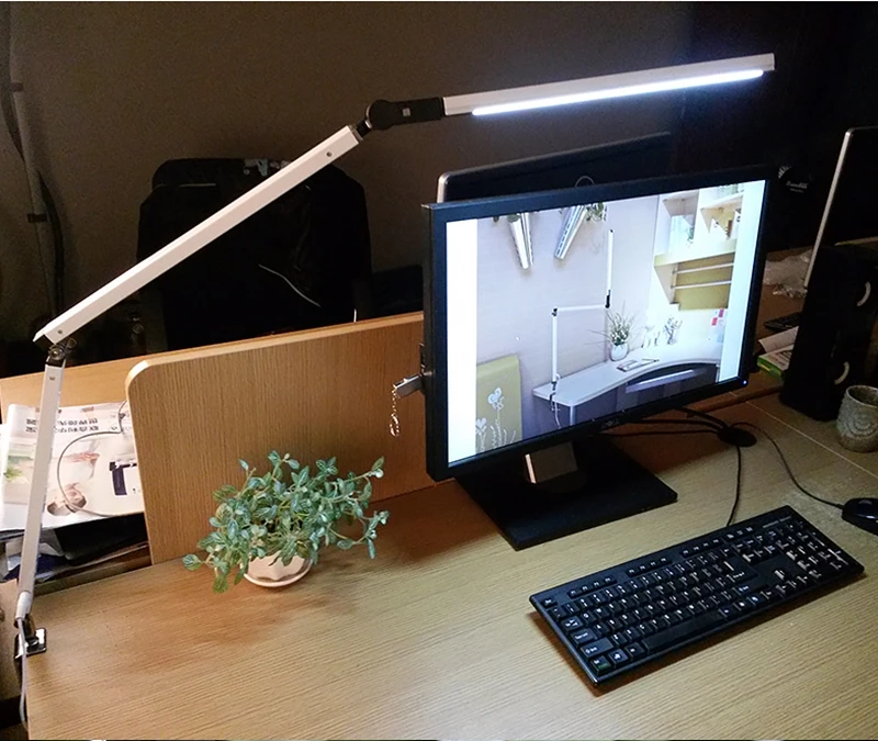 Lâmpada de Mesa de Braço Lâmpada de Mesa Lâmpada para o Quarto Longo Clip Office Olho-protegido Longa Vida Livro Luz 3-nível Brilho & Cor Led 11 led desk lamp