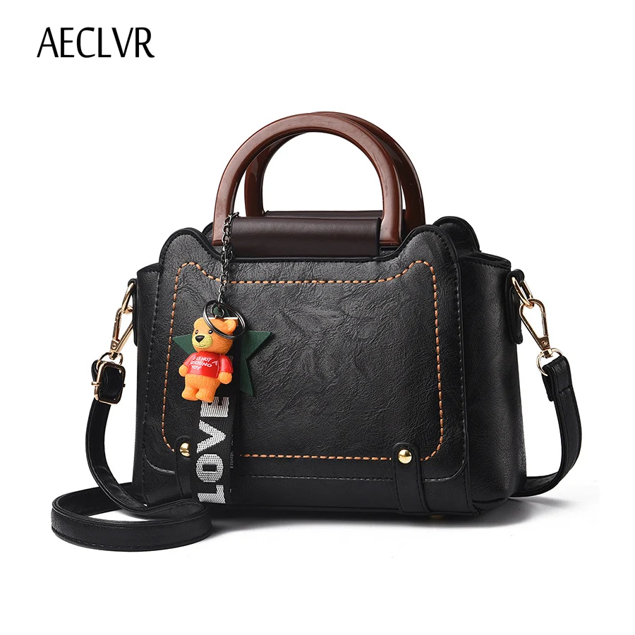 

AECLVR Square women clutch bag High quality leather luxury handbags women bags designer Cartoon pendant crossbody bags for women