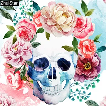 

Diamond Painting Full Square Flower Diamond Painting Cross Stitch Mosaic Skull Diamond Embroidery Handicraft Home Decor XY1