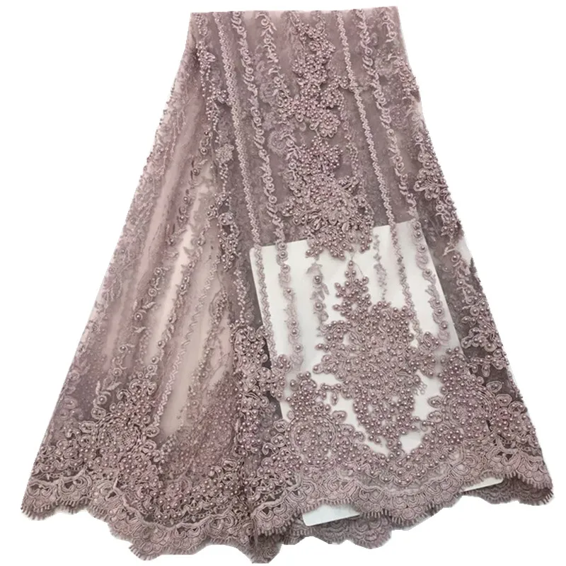 

African Lace Fabric 2019 Embroidered Nigerian Laces Fabric Bridal High Quality with beads French Tulle Lace Fabric Fo rof-1967