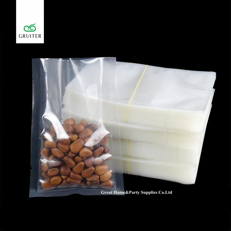 

Wholesale Food Grade Membranes Vacuum Bag Film Kitchen Vacuum Sealer Pouch Food Preservation W/Tear Notch Clear Mylar Bag14x20cm