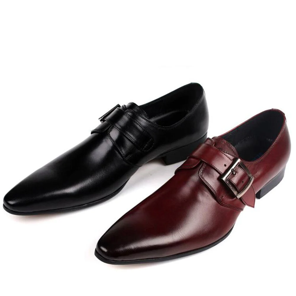 Sipriks/мужские туфли на ремешке; модные черные туфли из натуральной кожи; цвет красный, коричневый; модельные туфли; мужские вечерние свадебные туфли; коллекция года