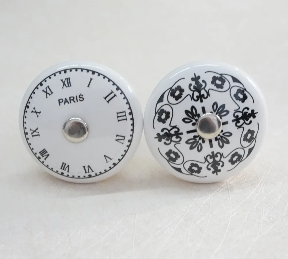 black white ceramic clockflower dresser knobs handles decorative drawer knobs furniture knobs chic kitchen - Decorative Drawer Knobs black white ceramic clockflower dresser knobs handles decorative drawer knobs furniture knobs chic kitchen - Decorative Drawer Knobs