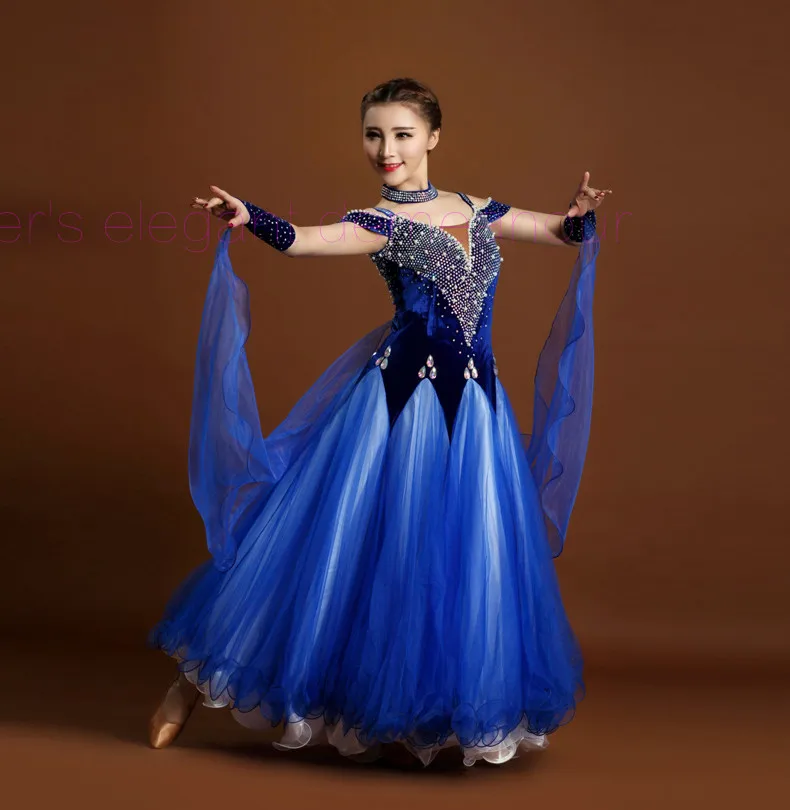 New Ballroom dance costumes sexy spandex evlvet sleeveless ballroom