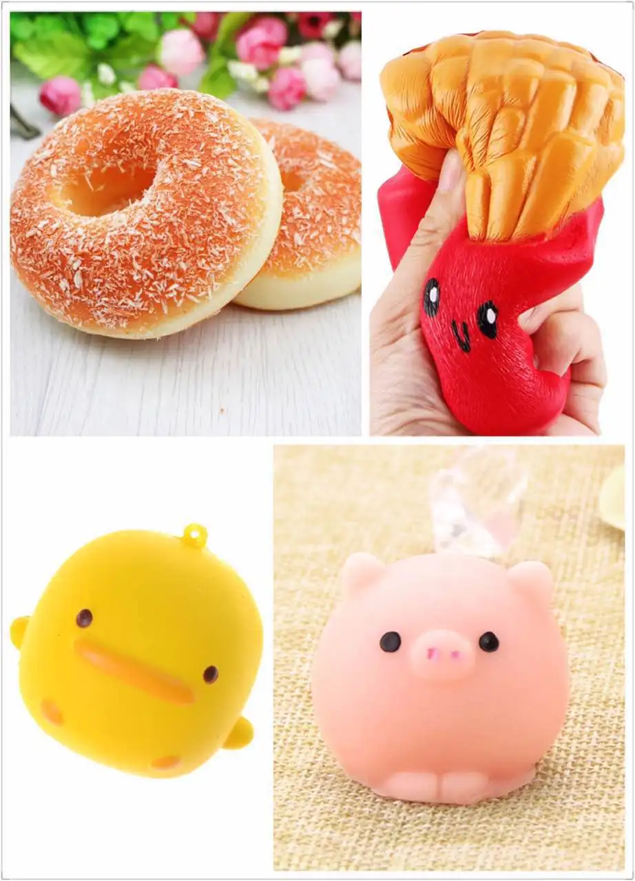 

Kawaii Cute Kid Toy Squishy Mini Small Cloud/pig/Donut/banana Soft squeeze Press Slow Rising Phone Strap Bread Cake