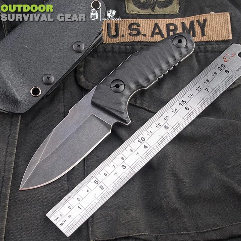Дешевый HX на открытом воздухе закон органов D2 нержавеющей стали прямой нож пустыне выживания нож самообороны инструмент нож высокого качества