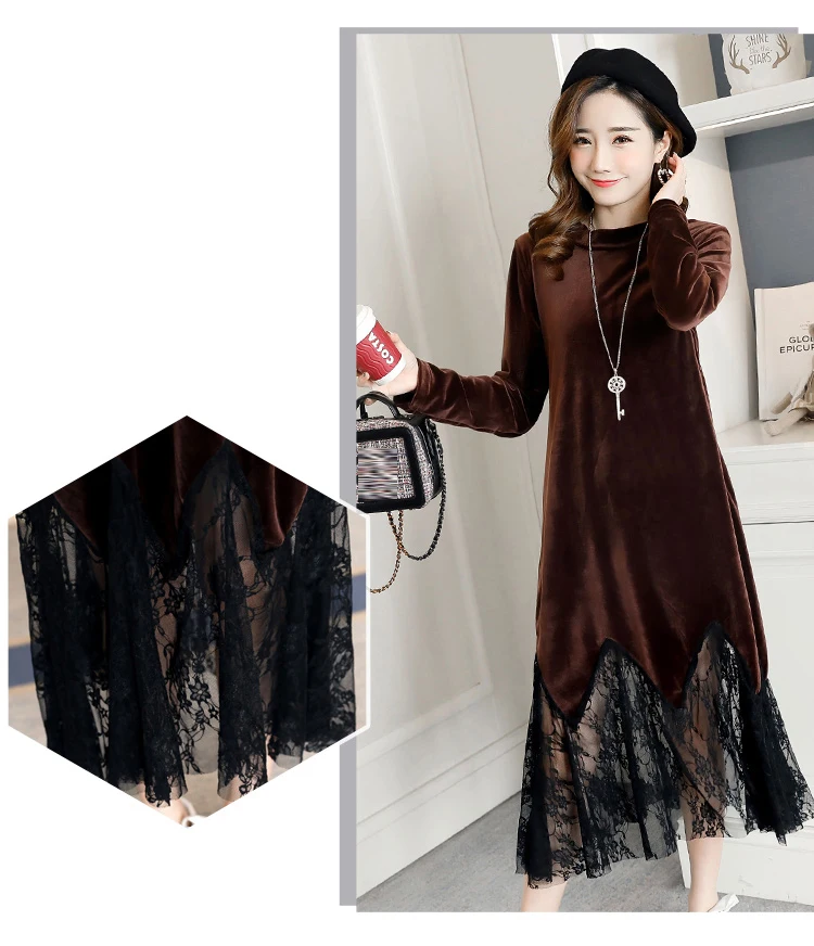 pregnant lace patchwork winter dress (8)